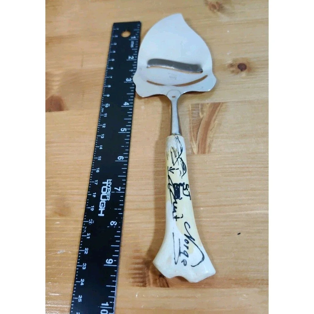Vtg MCM Spar Norge Norway Cheese Plane Slicer Stainless Custom Stag Handle 9